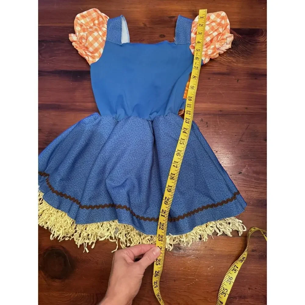 Girls Orange Plaid Scarecrow Sweetie Floral Halloween Costume Dress Size 6/6X